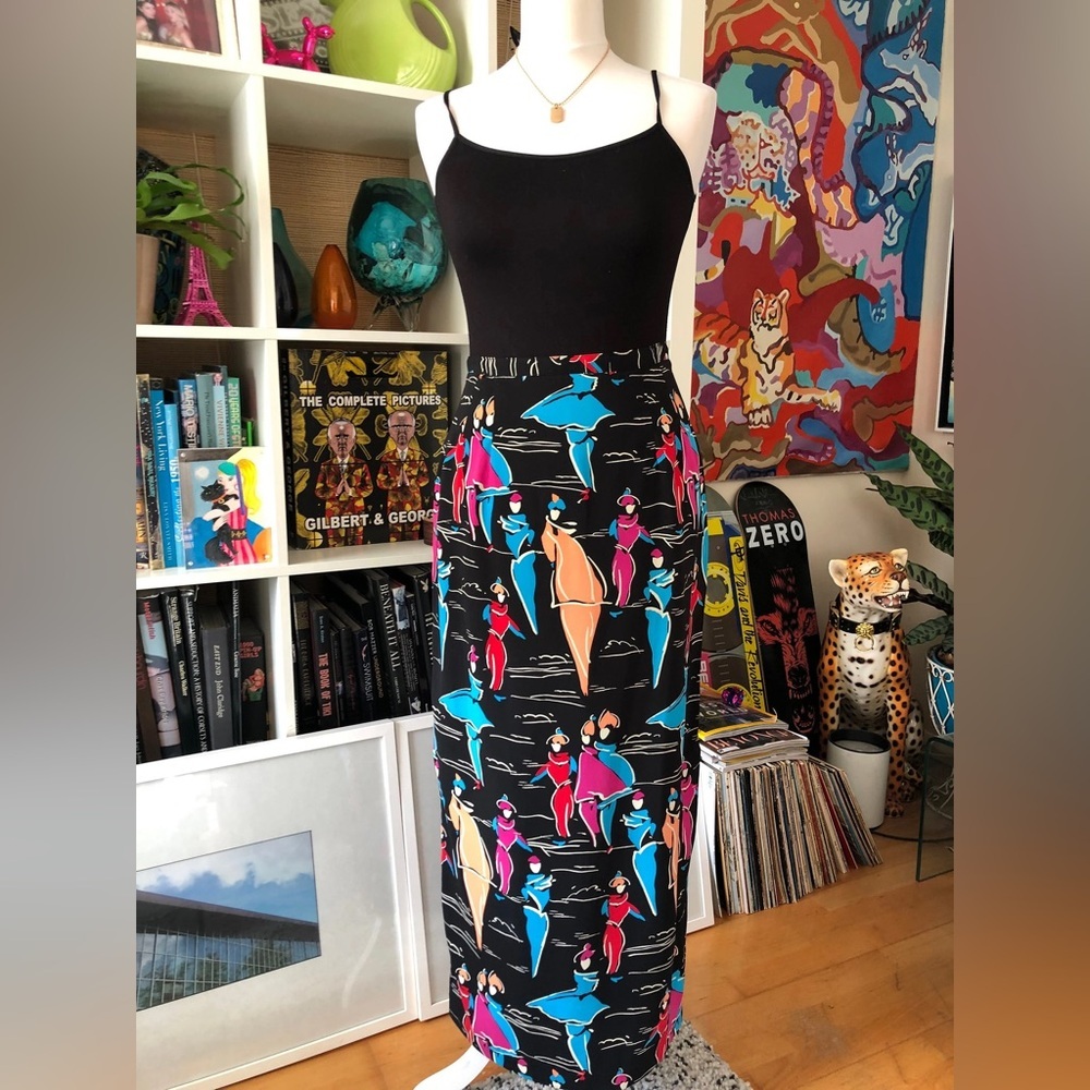 Vintage 80s Matchstick colorful skirt by Intriguing Threads Size 10 - Picture 2 of 8